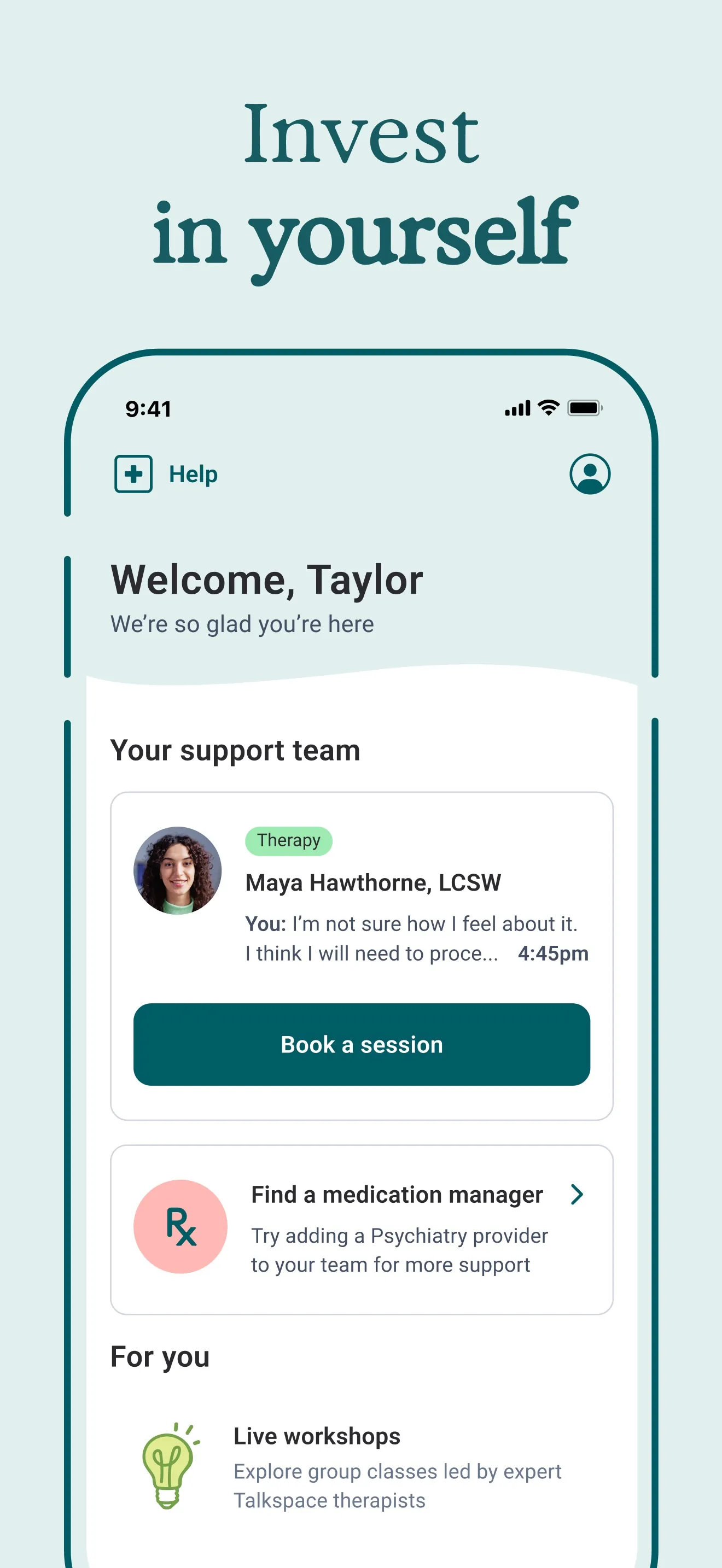 Talkspace screenshot 6: Invest in yourself