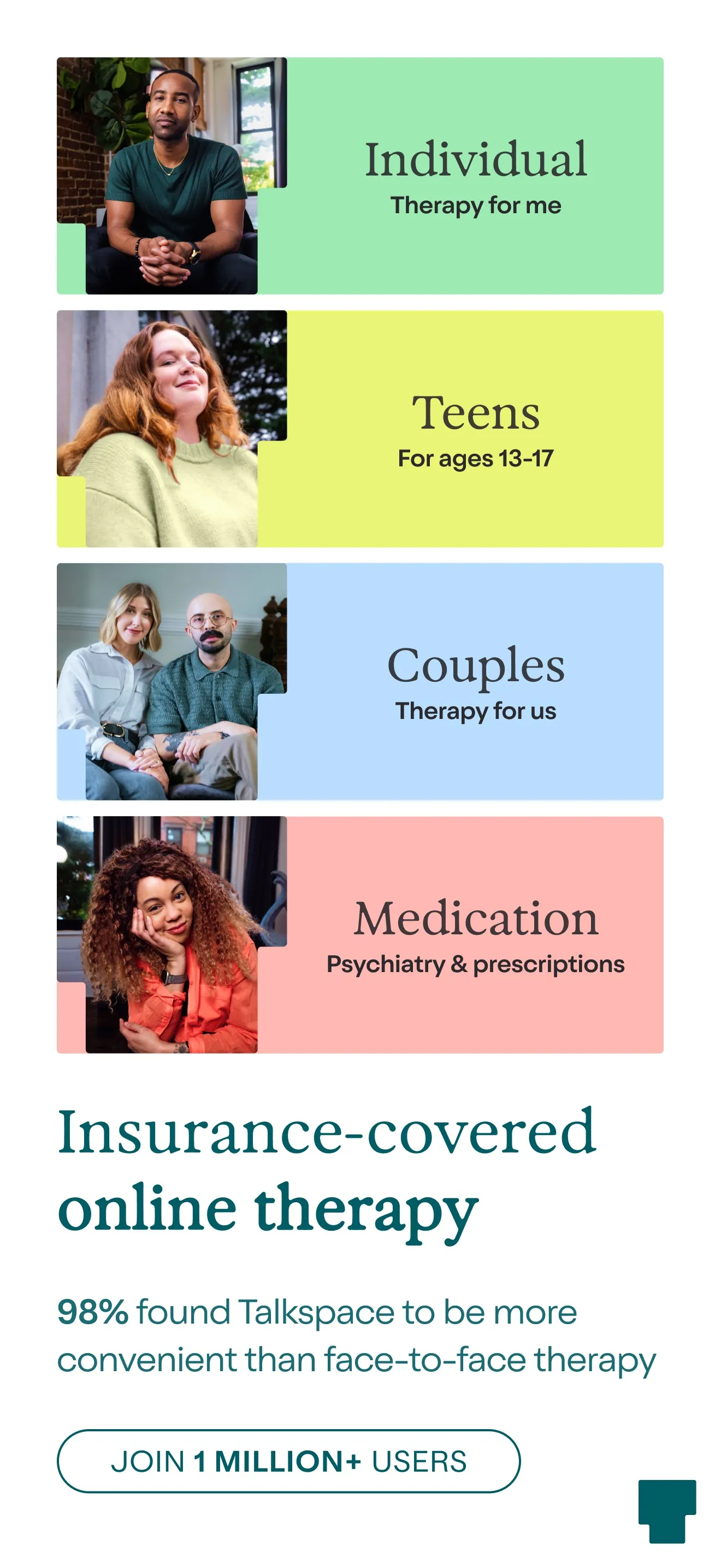 Talkspace screenshot 1: Insurance-covered online therapy