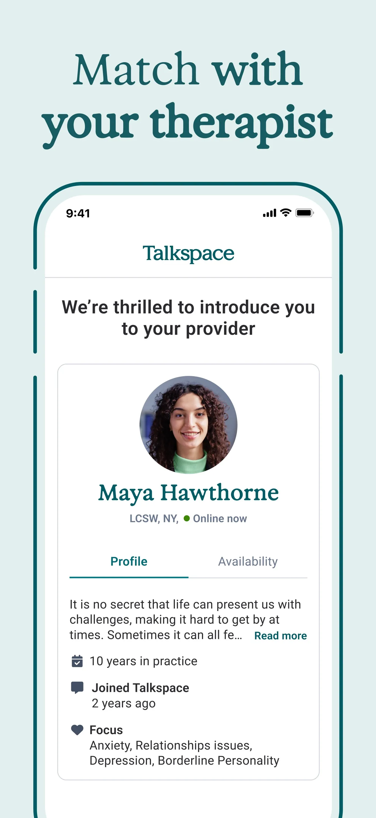 Talkspace screenshot 2: Match with your therapist
